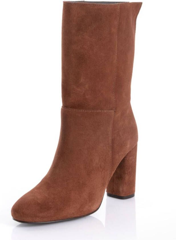alba moda Enkellaarsje van rundersuède Steenrood