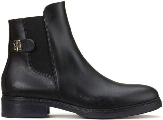Tommy Hilfiger Boots in leer, elastiek en platte hak