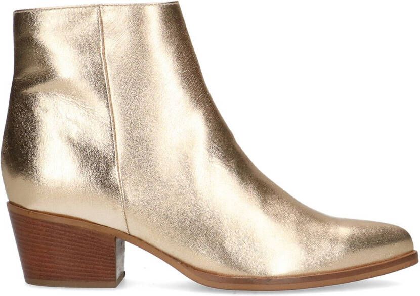 Manfield Goudkleurige leren enkellaarsjes