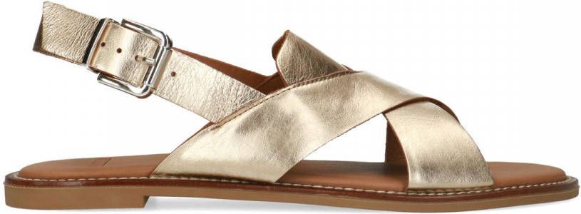 Manfield Goudkleurige leren muil slippers