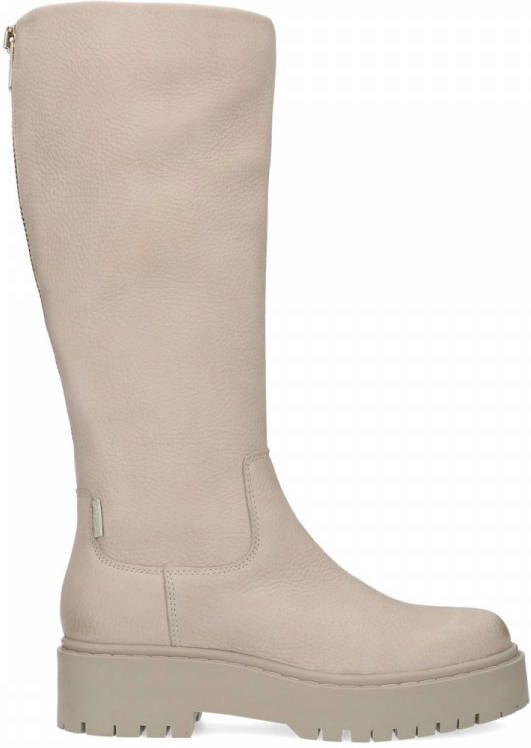 Manfield Taupe leren hoge boots