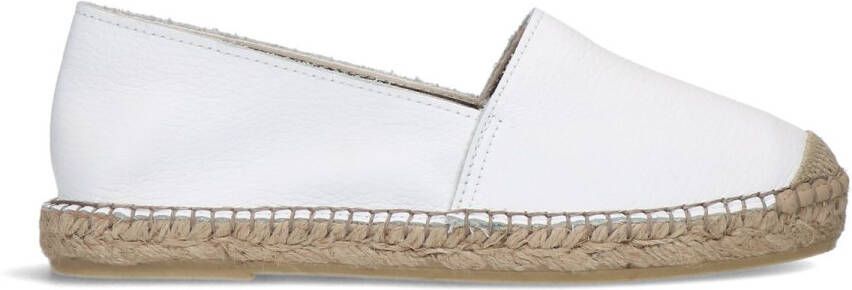 Manfield Witte leren espadrilles