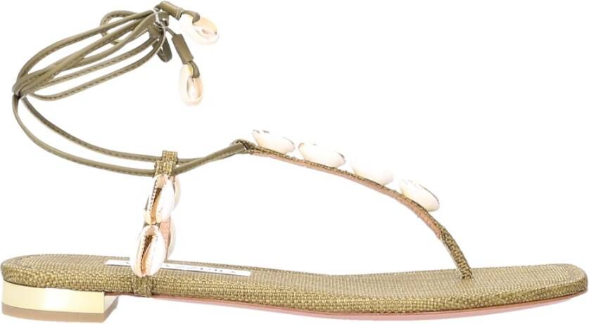 Aquazzura Zehentrenner van het strand Kalbsleder , Groen, Dames