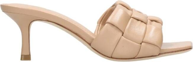 Ash Sandali intrecciati Kim con tacco basso in pelle , Beige, Dames
