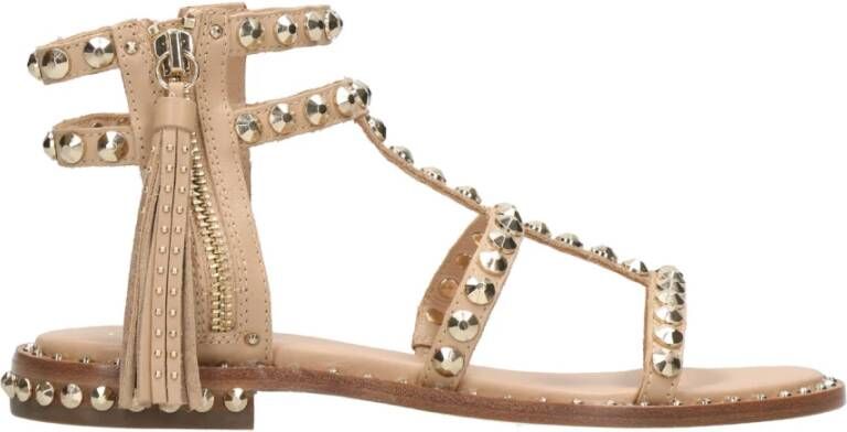 Ash Sandali Power in pelle con tacco basso e borchie , Beige, Dames