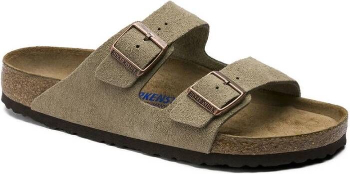 Birkenstock Arizona Soft Footbed Suede Leather Sandals , Beige, Dames