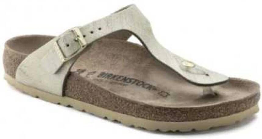 Birkenstock Gizeh regelmatig metallic , Beige, Dames