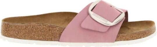 Birkenstock Madrid Big Buckle Nubuck Leather Sandals , Roze, Dames