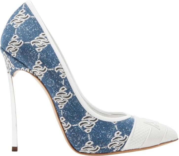 Casadei Blade denim mono kettingpompen , Blauw, Dames