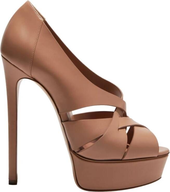 Casadei Joan Flora Platform Sandalen , Bruin, Dames
