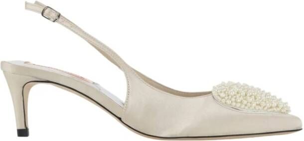 Custommade Alima Pearl Heart Mules , Beige, Dames