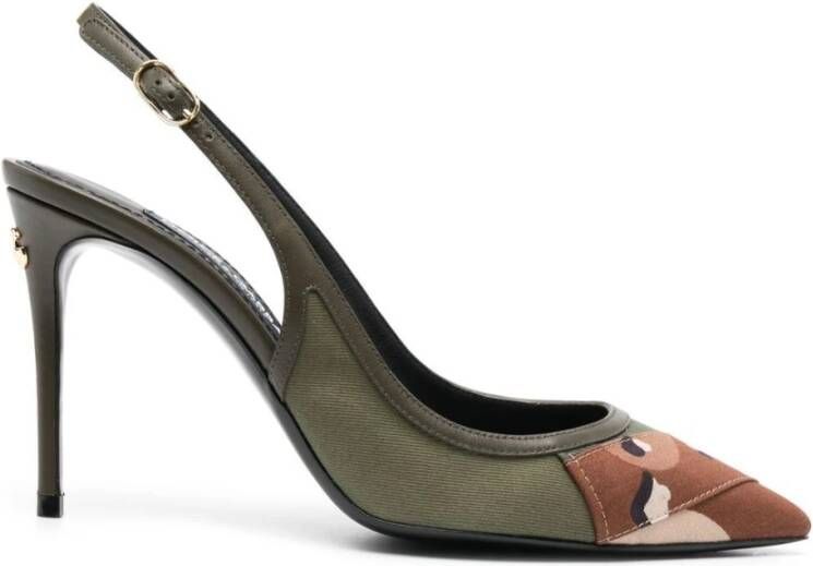Dolce & Gabbana Camouflage patchwork slingbacks , Groen, Dames