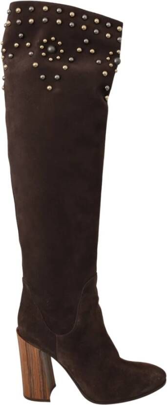 Dolce & Gabbana Studded knie hoge schoenen laarzen , Bruin, Dames