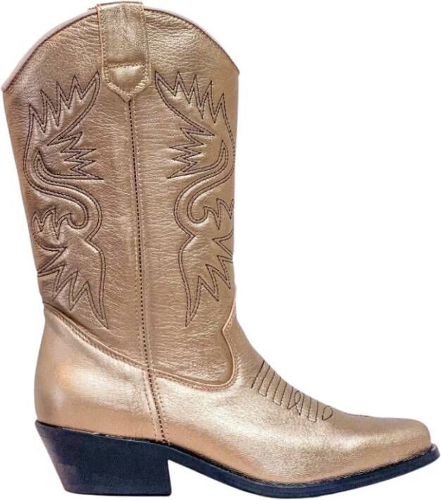 Dwrs High Texas Metallic WesternBoots , Geel, Dames