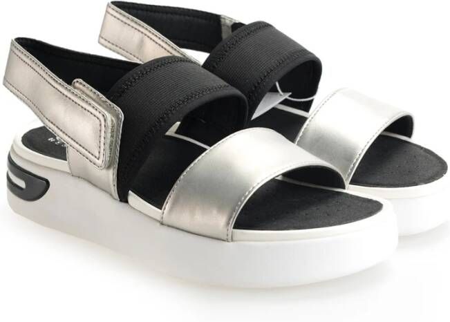 Geox silver black casual open sandals , Grijs, Dames