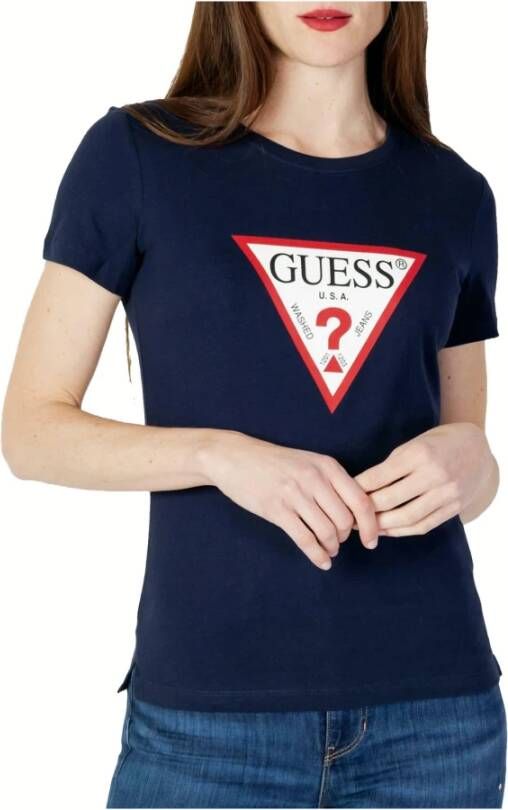 Guess T shirts Blauw Dames