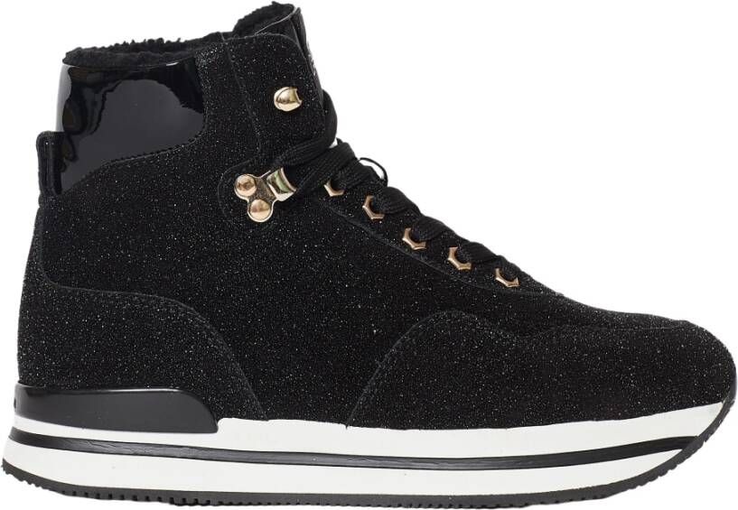 Hogan Sneakers High H222 Glitter , Zwart, Dames