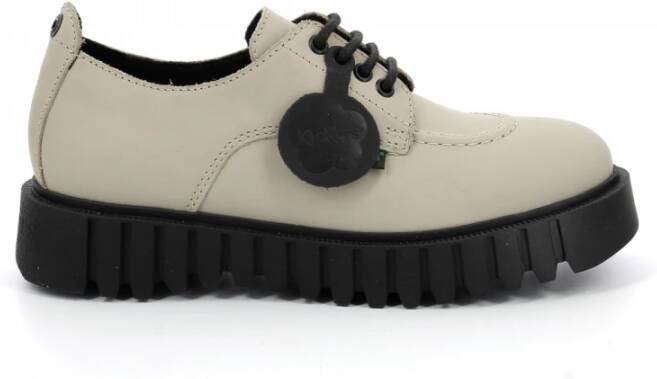 Kickers Kick Famous Laced Shoes , Beige, Dames
