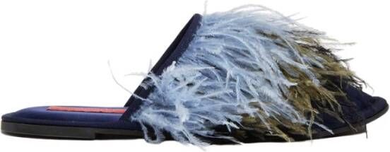 La DoubleJ Feather Slipper(With Feathers), Blauw, Dames