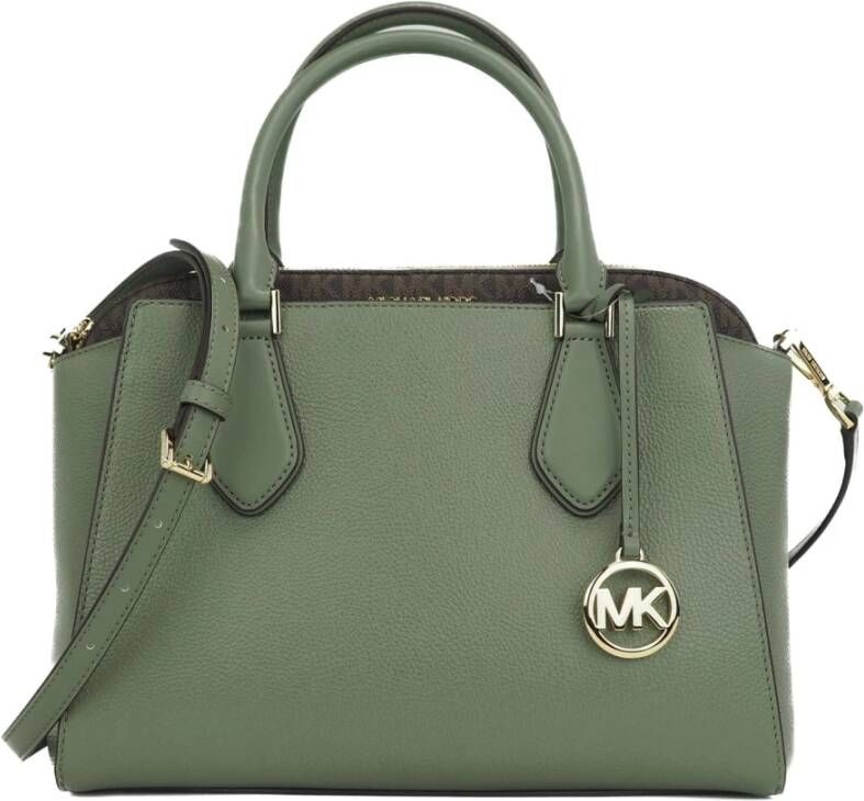 Michael Kors Daria Pebbled Triple Compartment Satchel Handbag , Groen, Dames