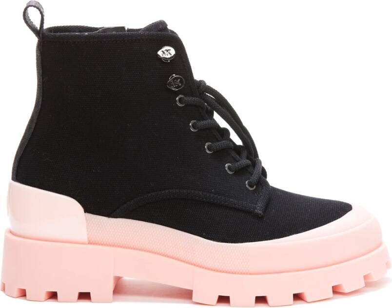 Michael Kors Payton Cotton Canvas Combat Boots , Zwart, Dames