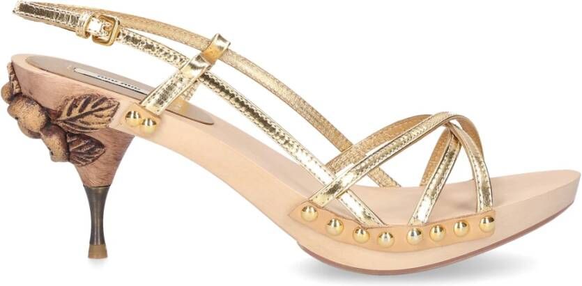 Miu Sandalen kuitleer , Geel, Dames