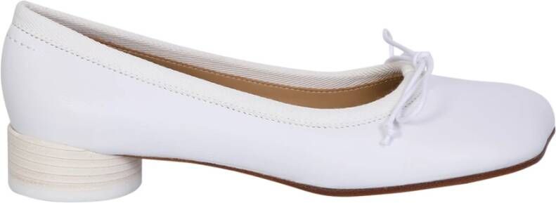 Anatomically shaped leather ballet flats with bow MM6 Maison Margiela, Wit, Dames