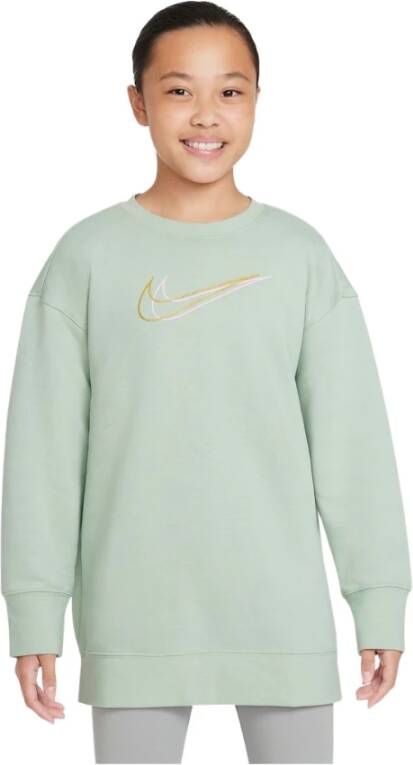 Nike Girls Sportswear Boyfriend Dance Crew Neck basisschool Sweatshirts Green 100% Katoen