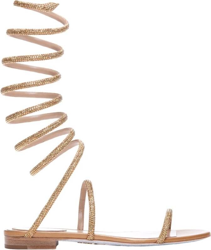 René Caovilla Platte sandalen , Geel, Dames