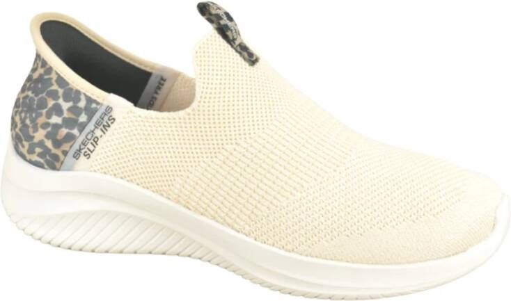 Skechers Beige + luipaard loafer slip in , Beige, Dames