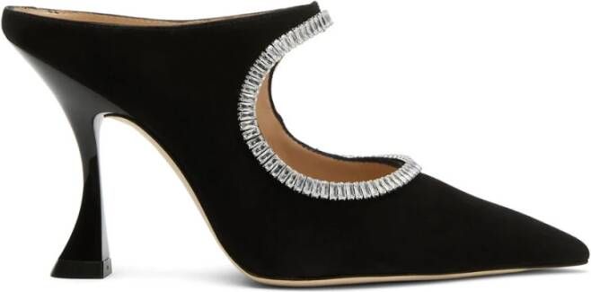 Stuart Weitzman Xcurve Crystal 100 Mules , Zwart, Dames