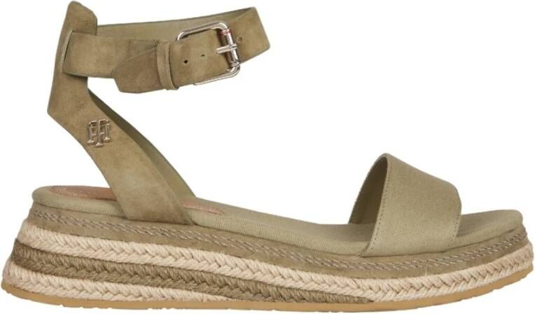 Tommy Hilfiger Khaki Sandalen Colored Rope Low Wedge