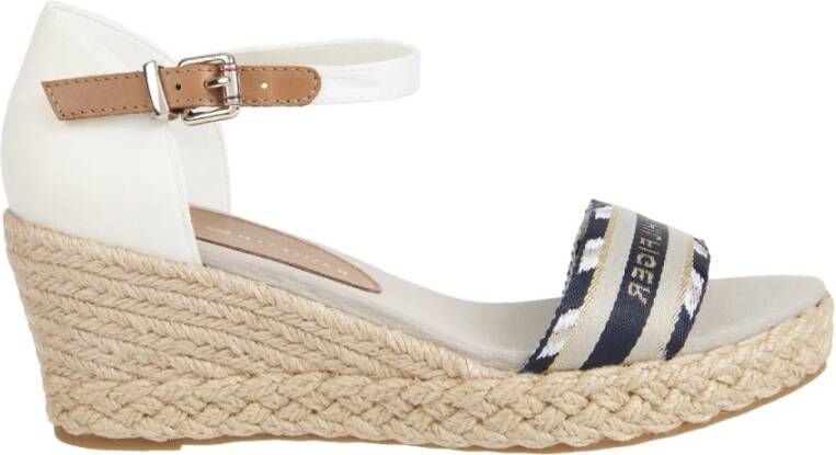 Tommy Hilfiger Webbing lage wig sandalen , Wit, Dames