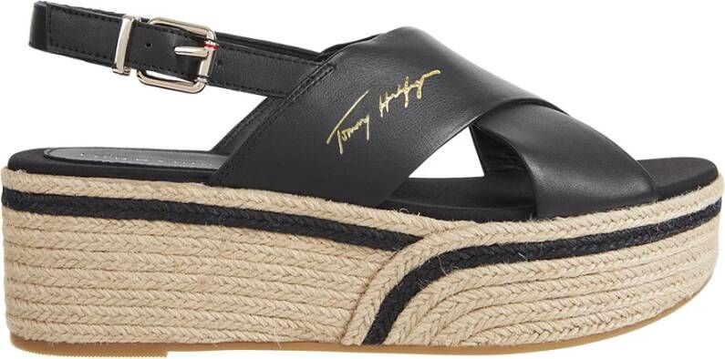 Tommy Hilfiger Zwarte Sandalen Elevated Th Flaform