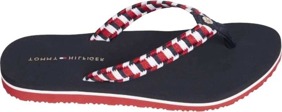 Tommy Hilfiger geweven plat strand sandaal , Blauw, Dames