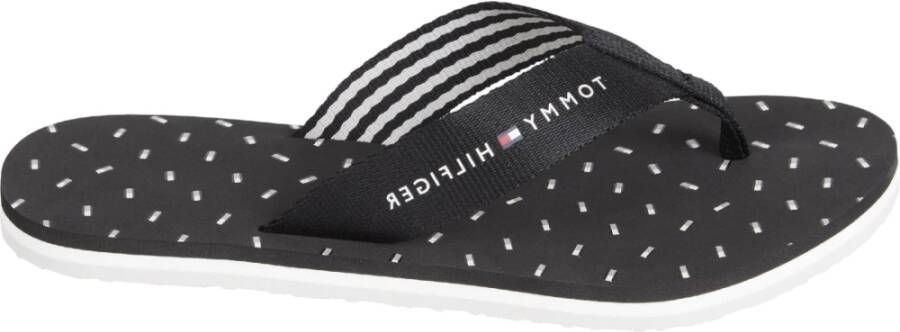 Tommy Hilfiger vlaggen plat strand sandaal , Zwart, Dames