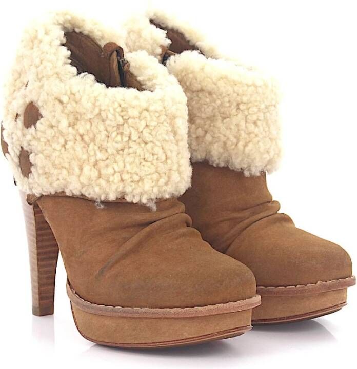 Ugg Platform enkellaarzen Georgette nubuckleerbedrijf , Bruin, Dames