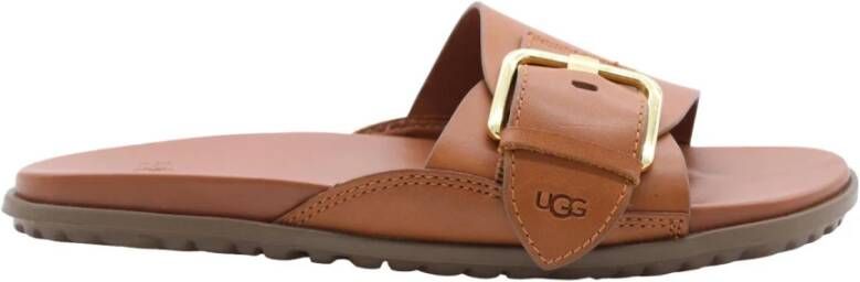 Ugg Solivan Buckle Slide in Tan Leather,, Leder