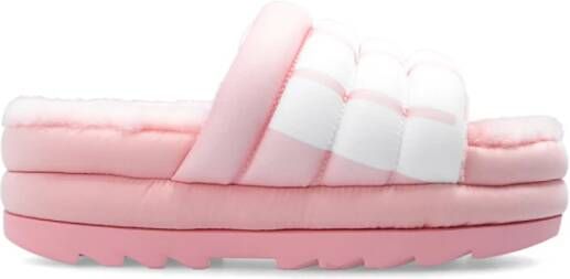 Ugg Maxi Slides Logo Slippers , Roze, Dames