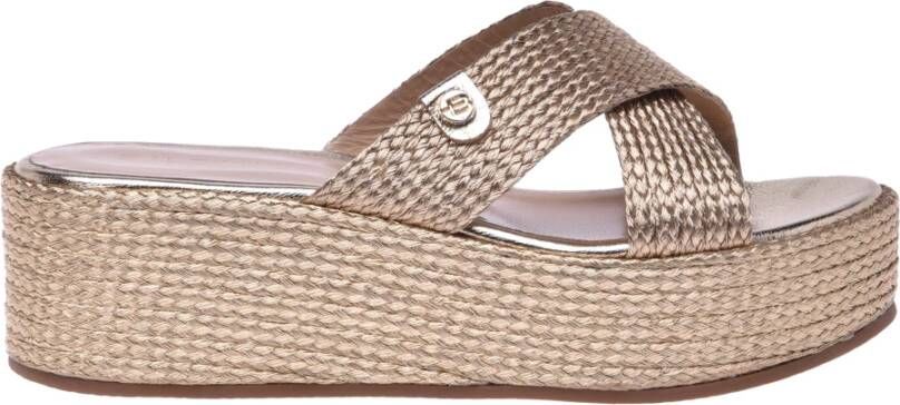 Baldinini Wedged sandals in gold rope , Geel, Dames