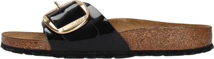 Birkenstock Madrid Big Buckle Slides , Zwart, Dames