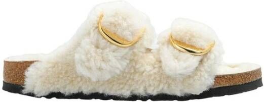 Birkenstock Arizona Big Buckle Shearling Sandals , Beige, Dames