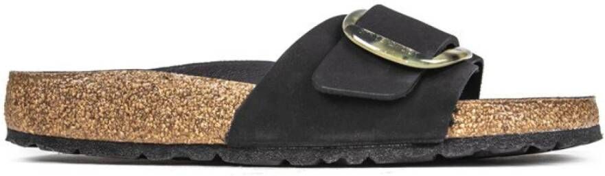Birkenstock Big Buckleubuck lederen sandalen , Zwart, Dames