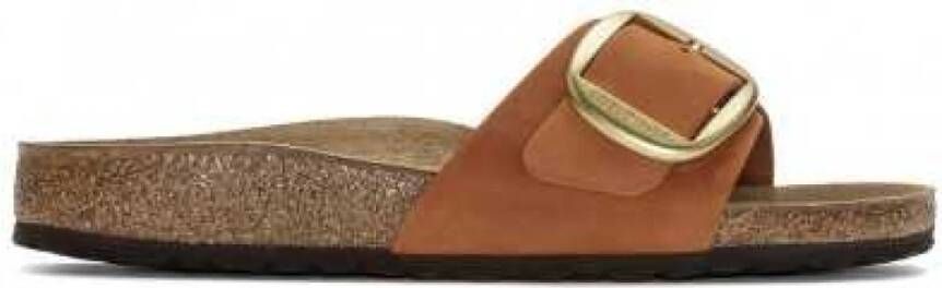 Birkenstock Madrid Big Buckle Slidersiders , Bruin, Dames