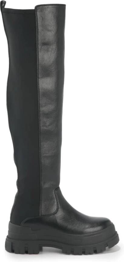 Buffalo Over knie laarzen , Zwart, Dames