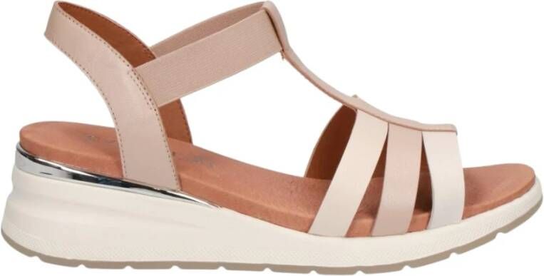 Caprice Beige Casual Wedge Sandals , Beige, Dames