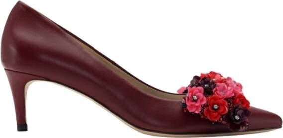 Custommade Alimo Flower lederen pompen , Rood, Dames