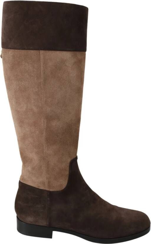 Dolce & Gabbana Lederen knie high laarzen , Bruin, Dames