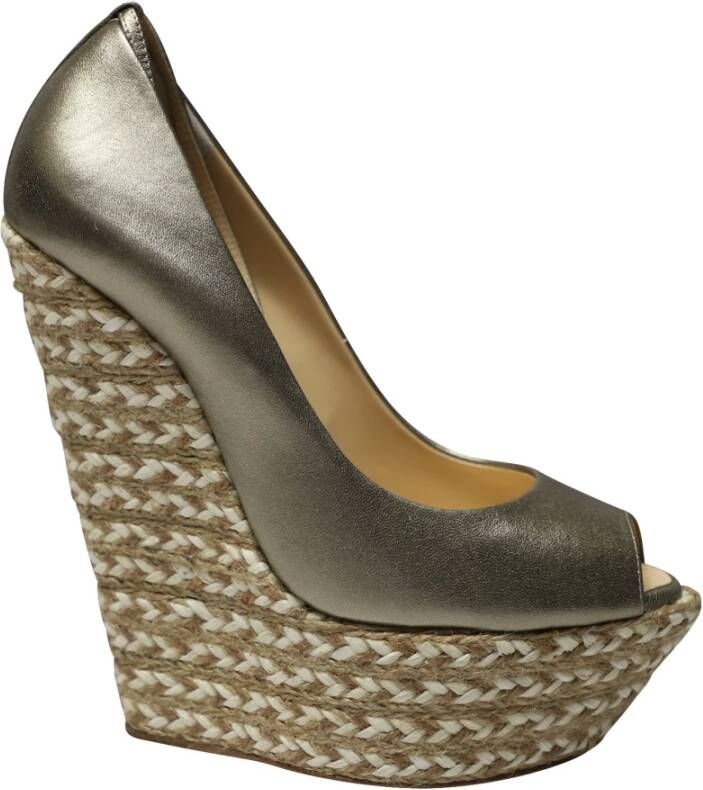 Giuseppe Zanotti Cumber 105 Wedge in Gold Leather Giuseppe Zanotti Pre owned, Geel, Dames