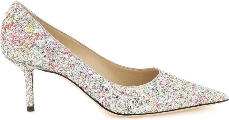 Jimmy Choo Hou van glitterachtige stiletto pompen , Grijs, Dames